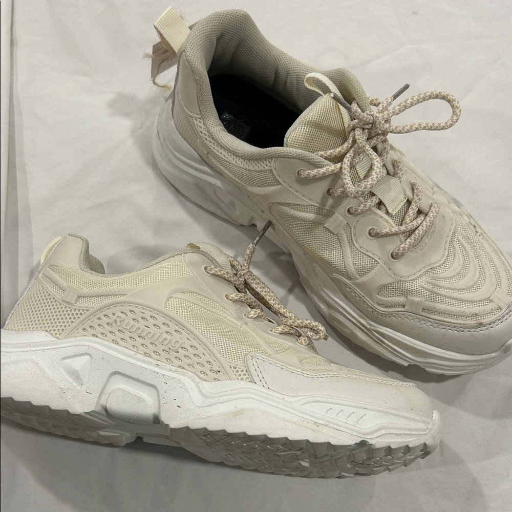 Chunky Cream Platform Sneakers
